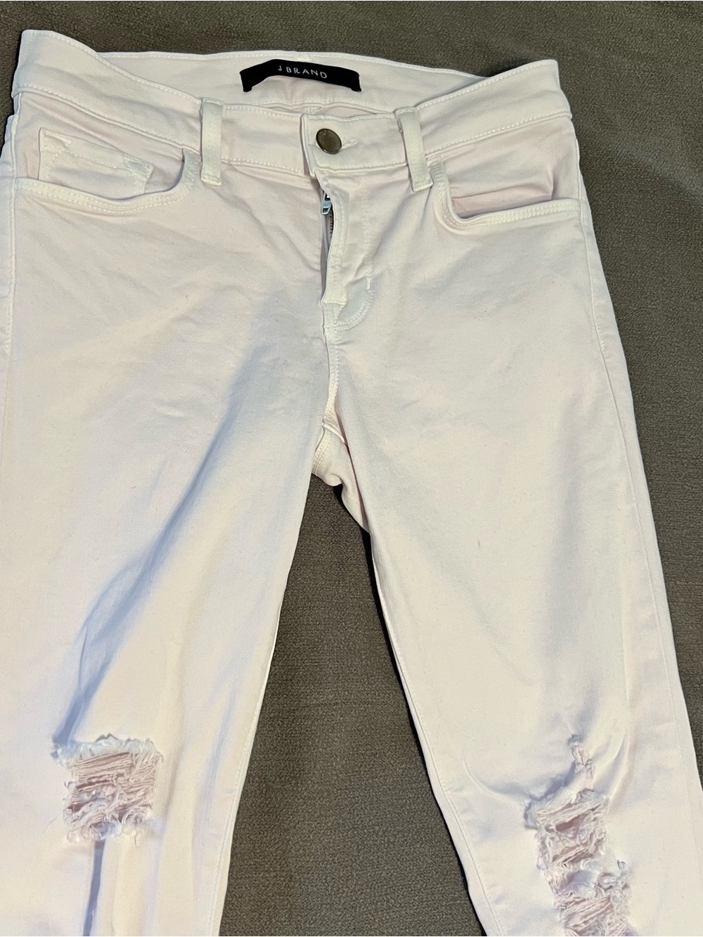 J Brand Pale Pink Cropped Distressed Raw Hem Jeans Size 25 - Picture 6 of 12